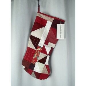 Thompson Street Studio Quilted Patchwork Christmas Stocking In Red New